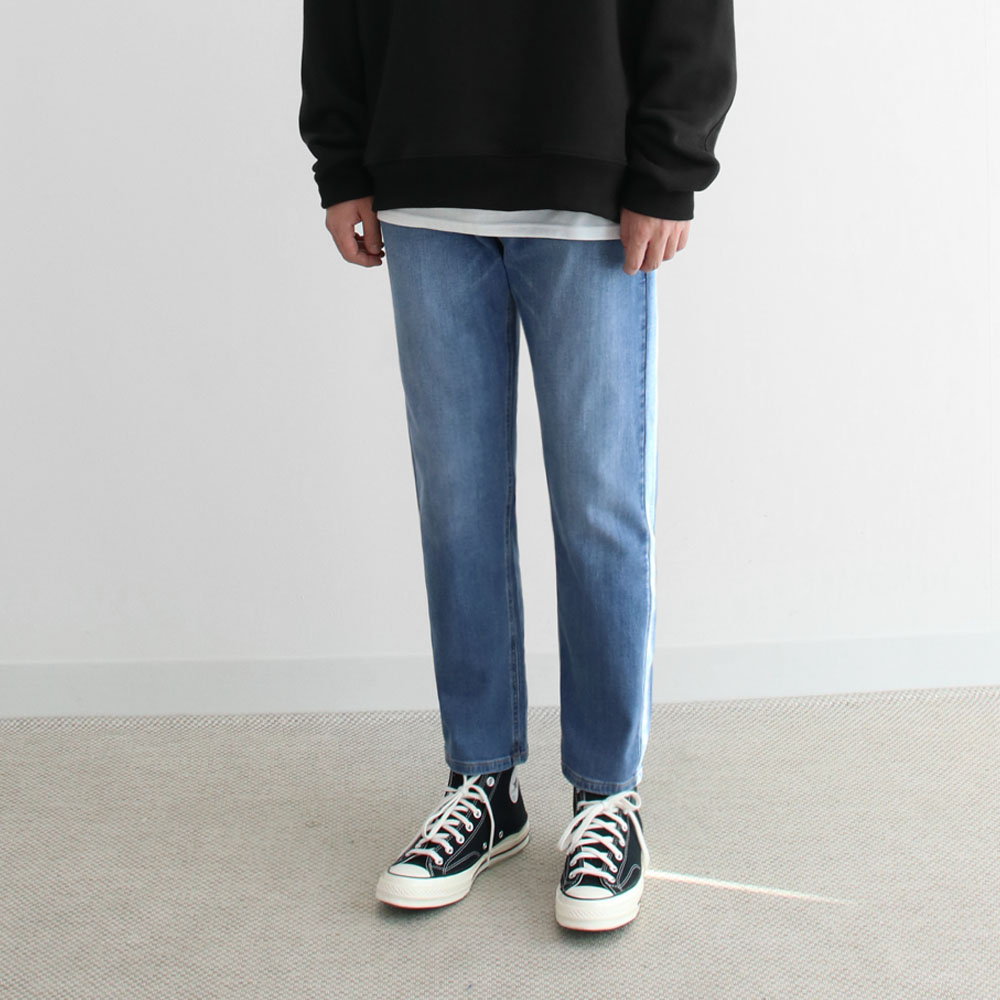 롱&숏 라이크 히든밴딩 데님 팬츠