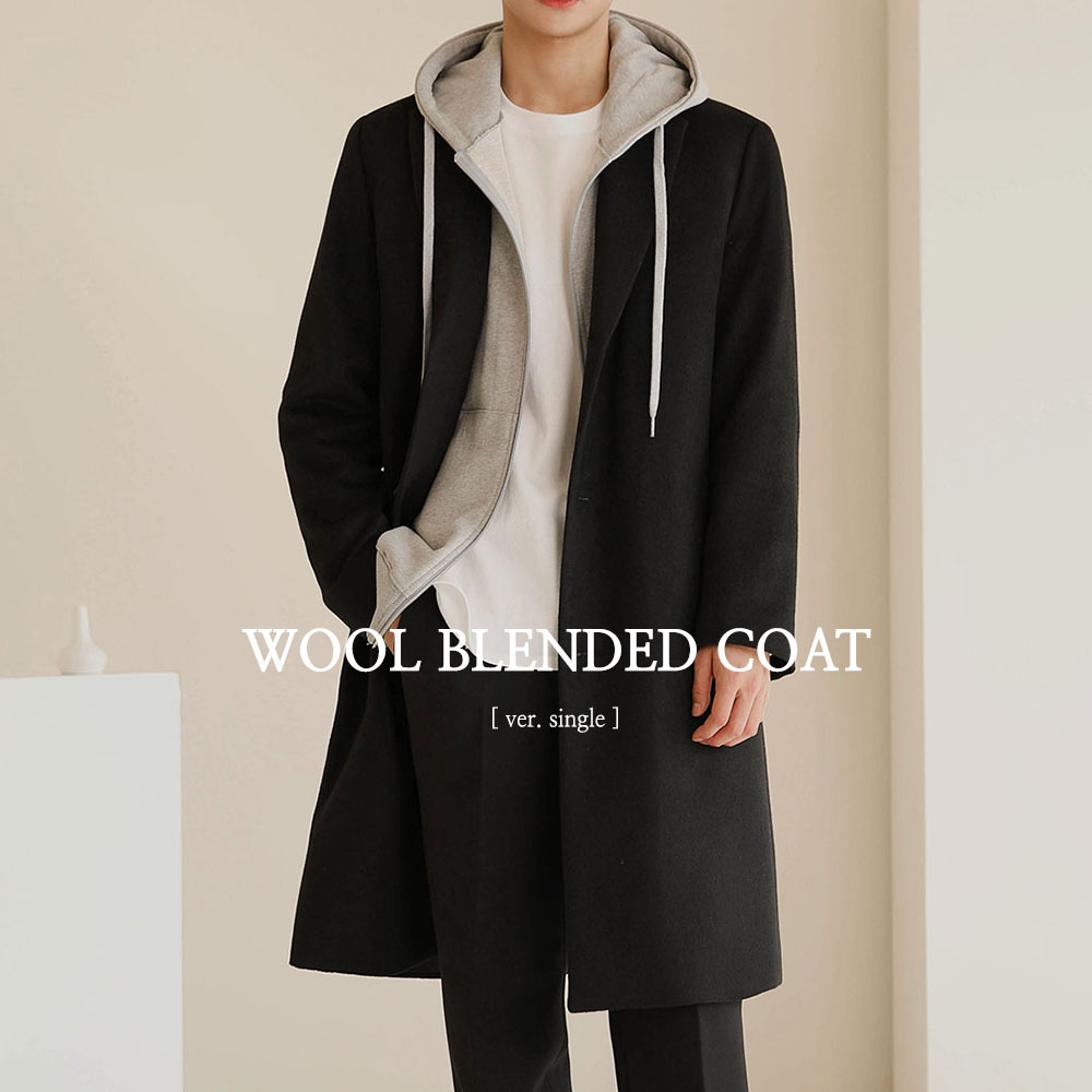울 블렌디드 싱글 코트
